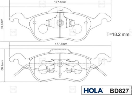 Hola BD827 - Kit de plaquettes de frein, frein à disque cwaw.fr