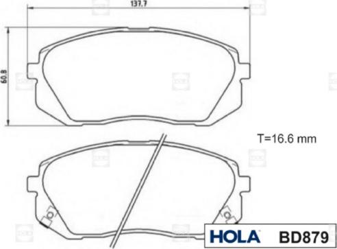 Hola BD879 - Kit de plaquettes de frein, frein à disque cwaw.fr