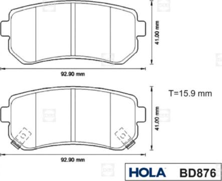 Hola BD876 - Kit de plaquettes de frein, frein à disque cwaw.fr