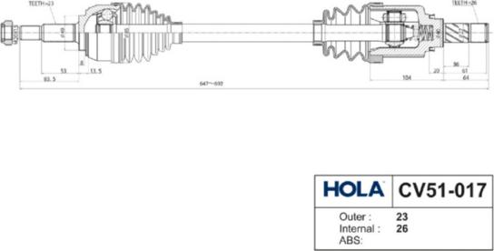 Hola CV51-017 - Arbre de transmission cwaw.fr