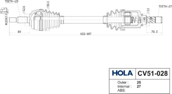 Hola CV51-028 - Arbre de transmission cwaw.fr