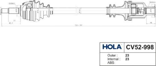 Hola CV52-998 - Arbre de transmission cwaw.fr