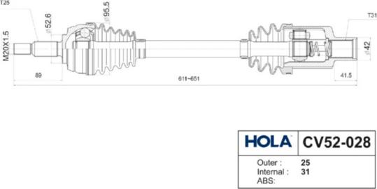 Hola CV52-028 - Arbre de transmission cwaw.fr