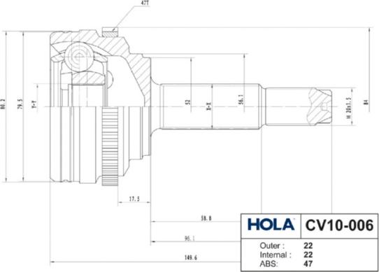 Hola CV10-006 - Jeu de joints, arbre de transmission cwaw.fr