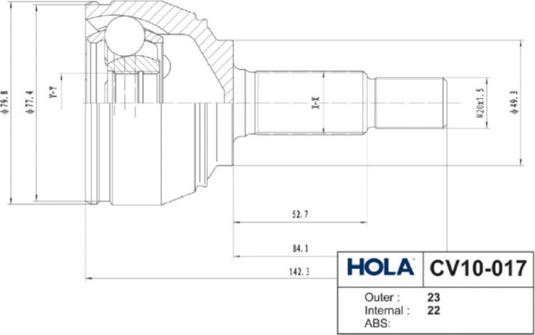 Hola CV10017 - Jeu de joints, arbre de transmission cwaw.fr