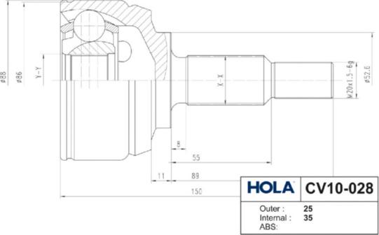 Hola CV10-028 - Jeu de joints, arbre de transmission cwaw.fr