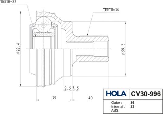 Hola CV30-996 - Jeu de joints, arbre de transmission cwaw.fr