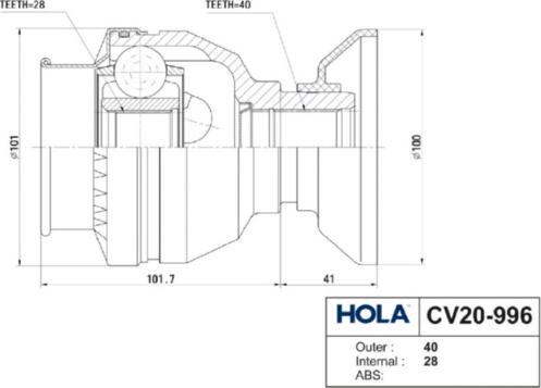 Hola CV20-996 - Jeu de joints, arbre de transmission cwaw.fr