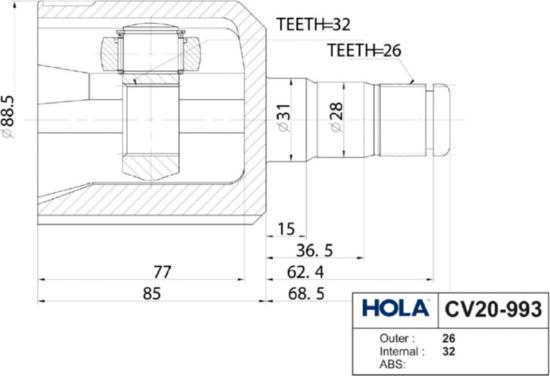 Hola CV20993 - Jeu de joints, arbre de transmission cwaw.fr