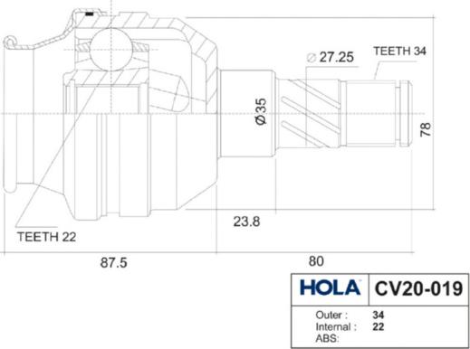 Hola CV20-019 - Jeu de joints, arbre de transmission cwaw.fr