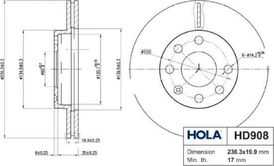 Hola HD908 - Disque de frein cwaw.fr