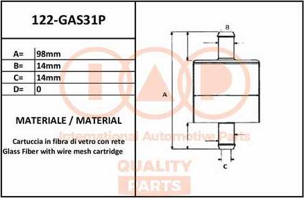 IAP QUALITY PARTS 122-GAS31P - Filtre à carburant cwaw.fr