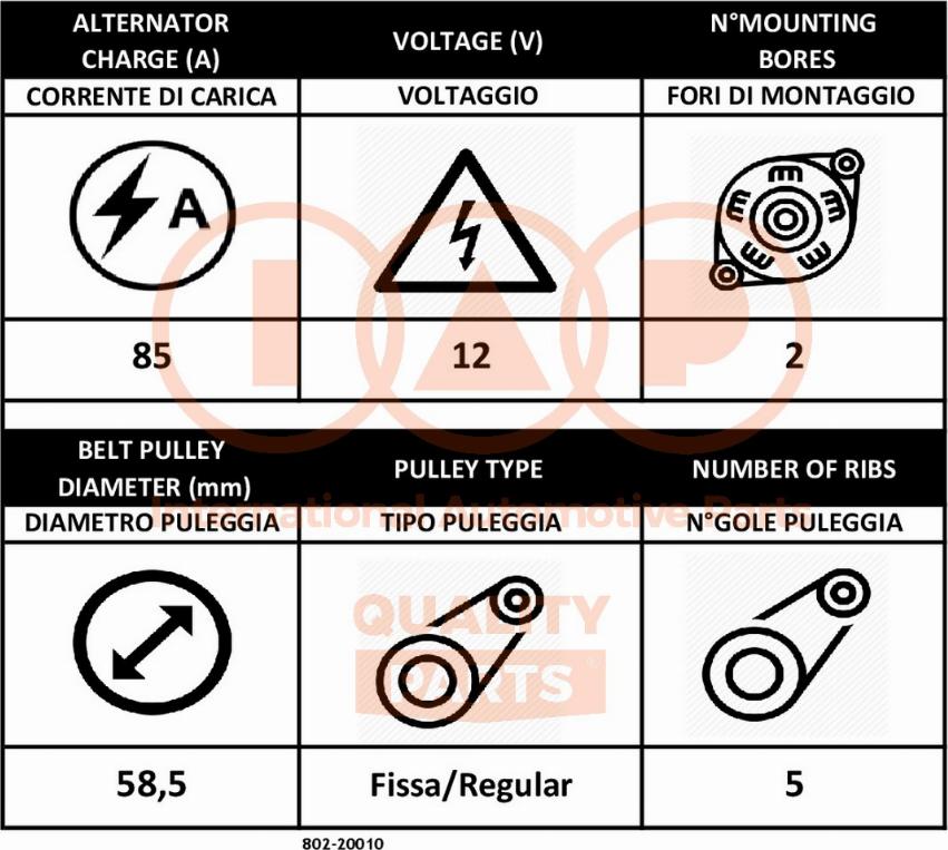 IAP QUALITY PARTS 802-20010 - Alternateur cwaw.fr