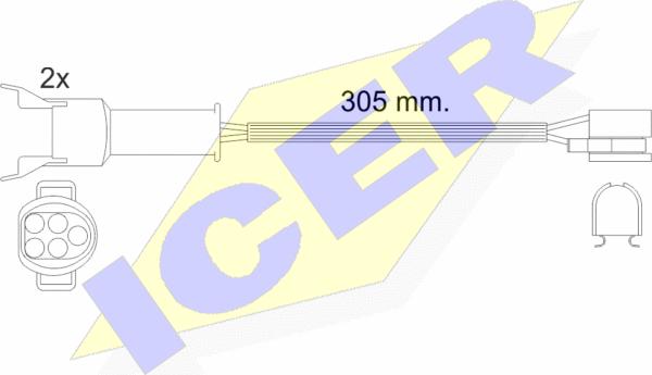 Icer 610449 E C - Contact d'avertissement, usure des plaquettes de frein cwaw.fr