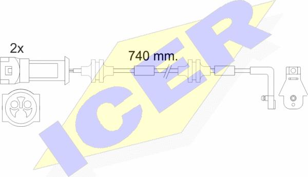 Icer 610446 E C - Contact d'avertissement, usure des plaquettes de frein cwaw.fr