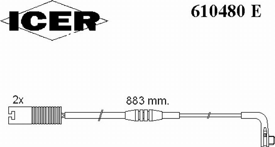 Icer 610480E - Contact d'avertissement, usure des plaquettes de frein cwaw.fr