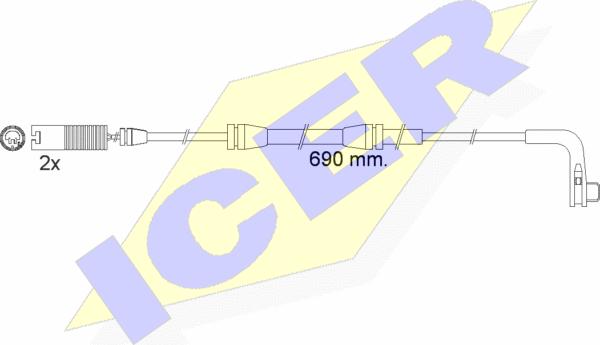 Icer 610479 E C - Contact d'avertissement, usure des plaquettes de frein cwaw.fr