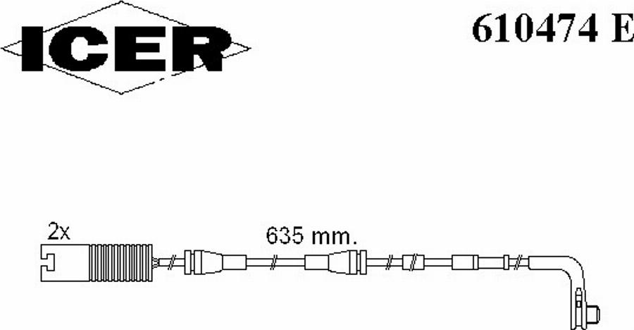 Icer 610474 E - Contact d'avertissement, usure des plaquettes de frein cwaw.fr