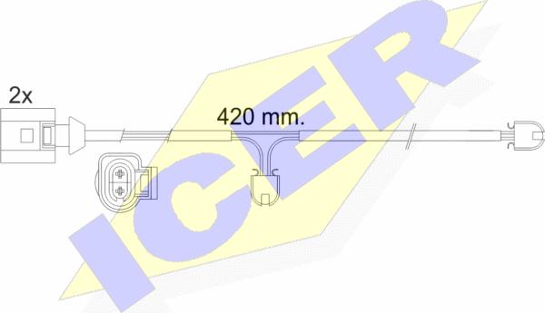 Icer 610476 E C - Contact d'avertissement, usure des plaquettes de frein cwaw.fr