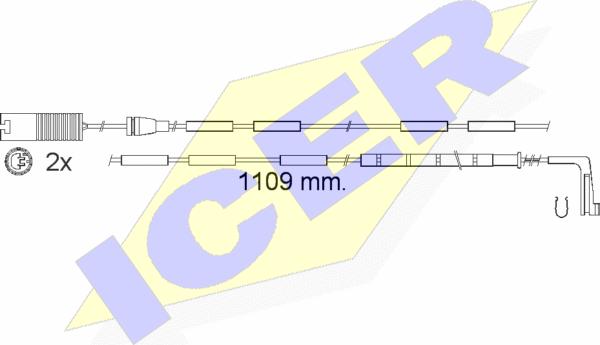 Icer 610542 E C - Contact d'avertissement, usure des plaquettes de frein cwaw.fr