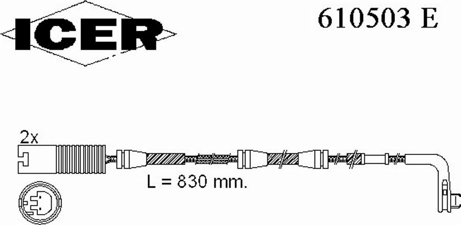 Icer 610503E - Contact d'avertissement, usure des plaquettes de frein cwaw.fr