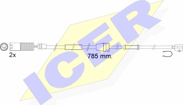 Icer 610536 E C - Contact d'avertissement, usure des plaquettes de frein cwaw.fr