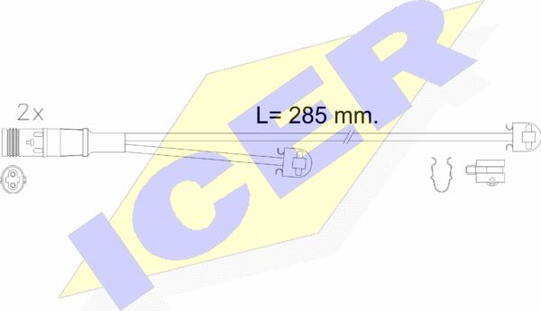 Icer 610614 E C - Contact d'avertissement, usure des plaquettes de frein cwaw.fr