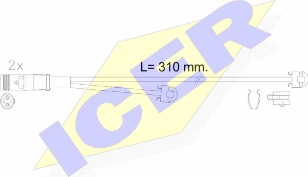 Icer 610613 E C - Contact d'avertissement, usure des plaquettes de frein cwaw.fr