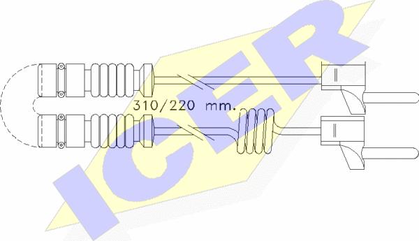 Icer 610221 E C - Contact d'avertissement, usure des plaquettes de frein cwaw.fr