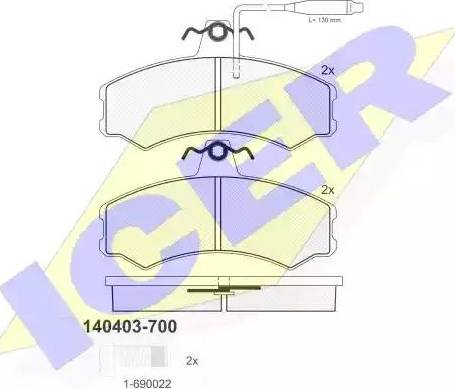 Icer 140403 - Kit de plaquettes de frein, frein à disque cwaw.fr