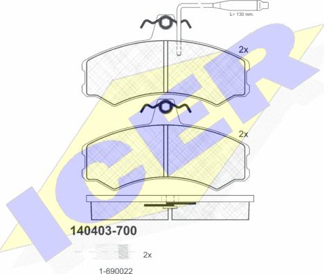 Icer 140403-700 - Kit de plaquettes de frein, frein à disque cwaw.fr