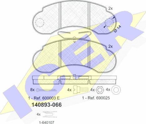 Icer 140893 - Kit de plaquettes de frein, frein à disque cwaw.fr