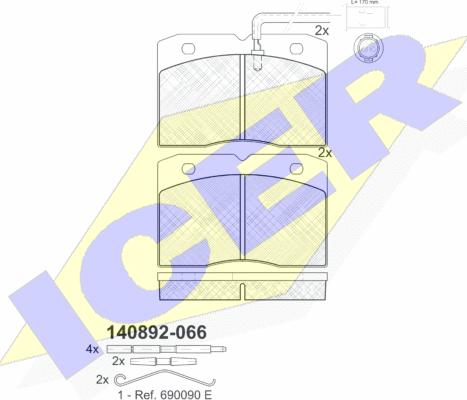 Icer 140892-066 - Kit de plaquettes de frein, frein à disque cwaw.fr