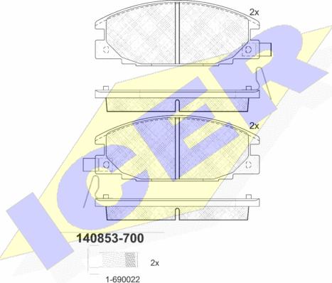 Icer 140853-700 - Kit de plaquettes de frein, frein à disque cwaw.fr