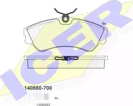 Icer 140880 - Kit de plaquettes de frein, frein à disque cwaw.fr