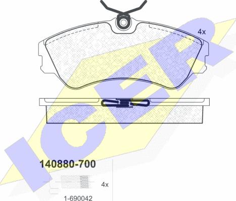 Icer 140880-700 - Kit de plaquettes de frein, frein à disque cwaw.fr