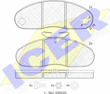 Icer 140834 - Kit de plaquettes de frein, frein à disque cwaw.fr