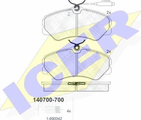 Icer 140700-700 - Kit de plaquettes de frein, frein à disque cwaw.fr