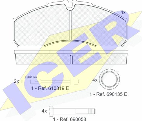 Icer 141499 - Kit de plaquettes de frein, frein à disque cwaw.fr