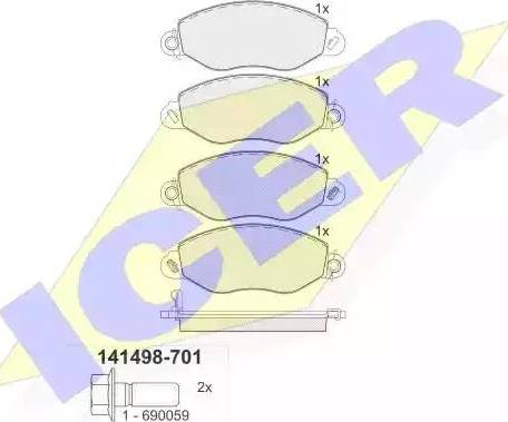 Icer 141498 - Kit de plaquettes de frein, frein à disque cwaw.fr