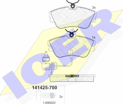 Icer 141425-700 - Kit de plaquettes de frein, frein à disque cwaw.fr