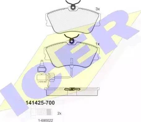 Icer 141425 - Kit de plaquettes de frein, frein à disque cwaw.fr