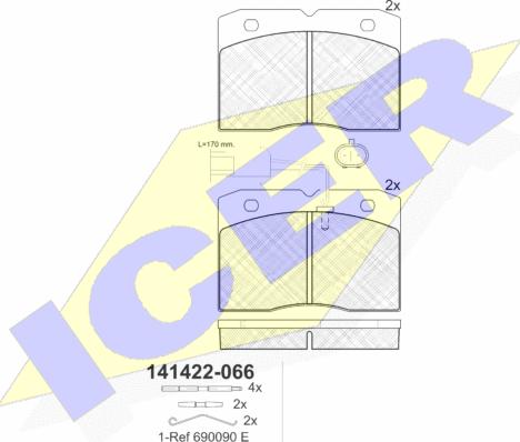 Icer 141422 - Kit de plaquettes de frein, frein à disque cwaw.fr