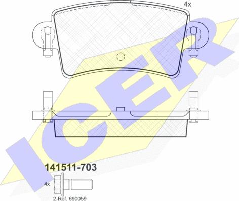 Icer 141511-703 - Kit de plaquettes de frein, frein à disque cwaw.fr