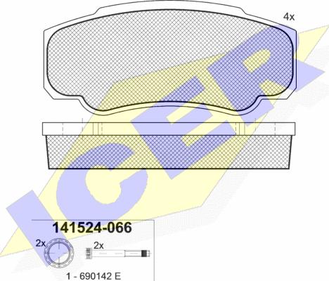 Icer 141524 - Kit de plaquettes de frein, frein à disque cwaw.fr