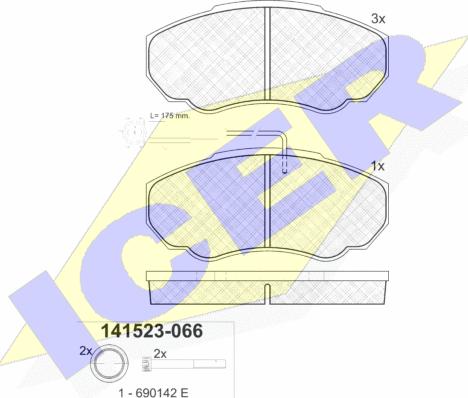 Icer 141523 - Kit de plaquettes de frein, frein à disque cwaw.fr