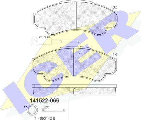 Icer 141522-066 - Kit de plaquettes de frein, frein à disque cwaw.fr