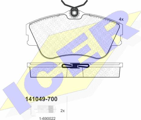 Icer 141049-700 - Kit de plaquettes de frein, frein à disque cwaw.fr