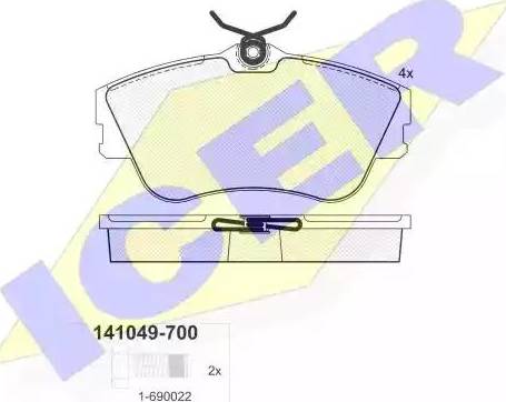 Icer 141049 - Kit de plaquettes de frein, frein à disque cwaw.fr