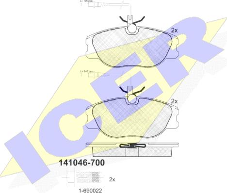 Icer 141046-700 - Kit de plaquettes de frein, frein à disque cwaw.fr